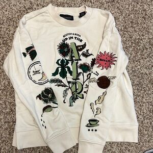 Scotch & Soda Cream Sweatshirt with Artistic Graphics